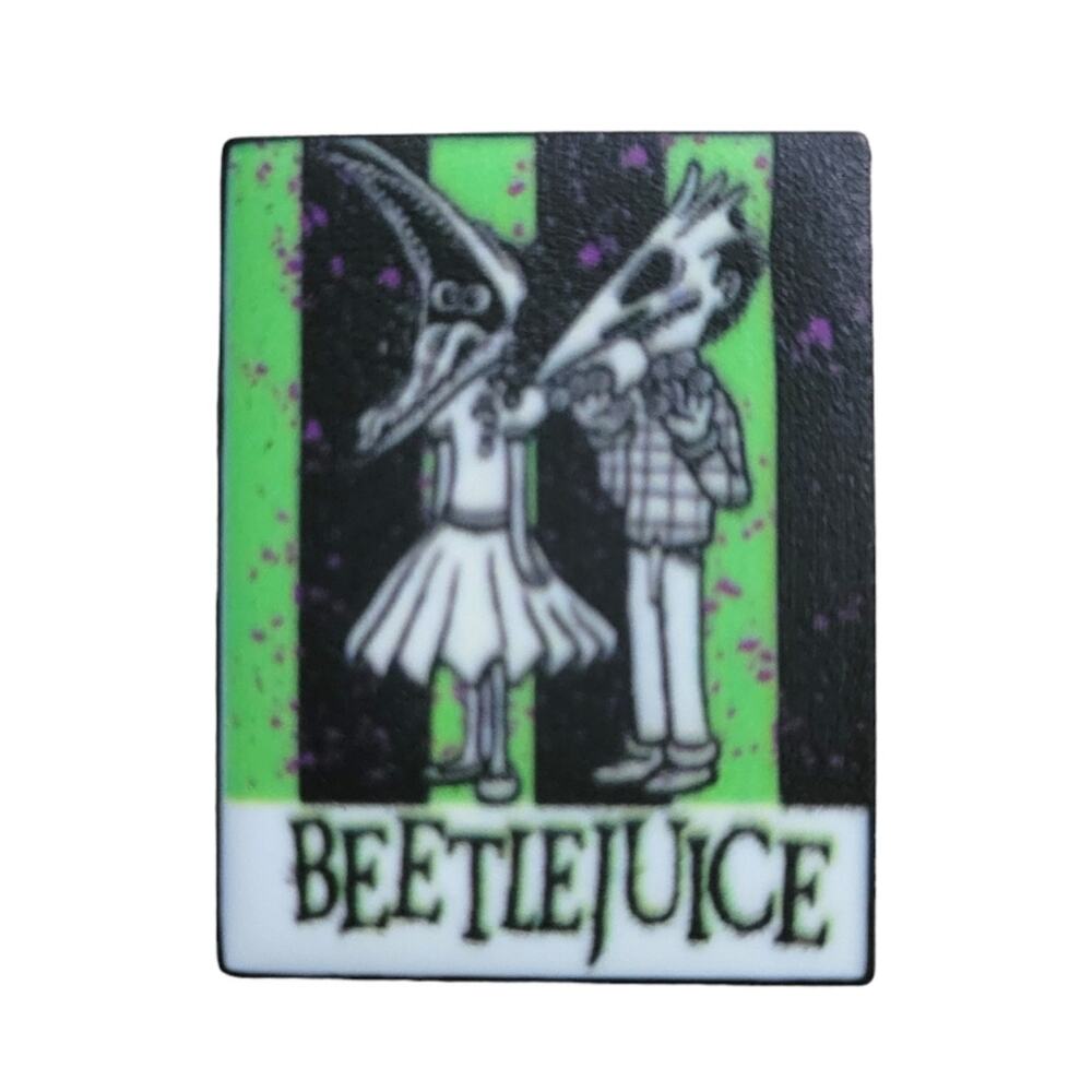 Beetlejuice dead married couple green & black striped lapel pin